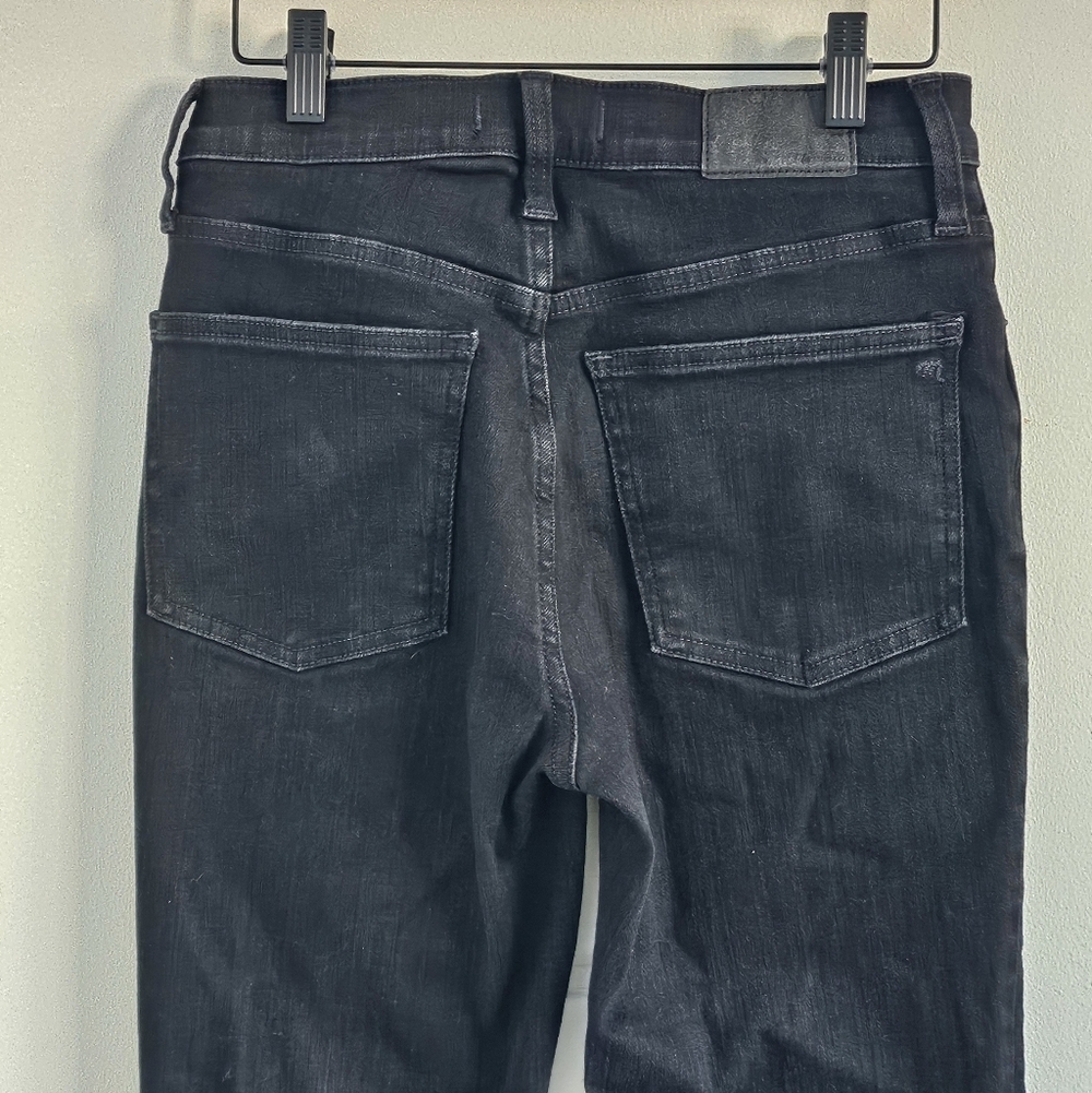 Madewell Mid Rise Kick Out Jeans 27 Black Cropped Bootcut Stretch Denim - Picture 6 of 14